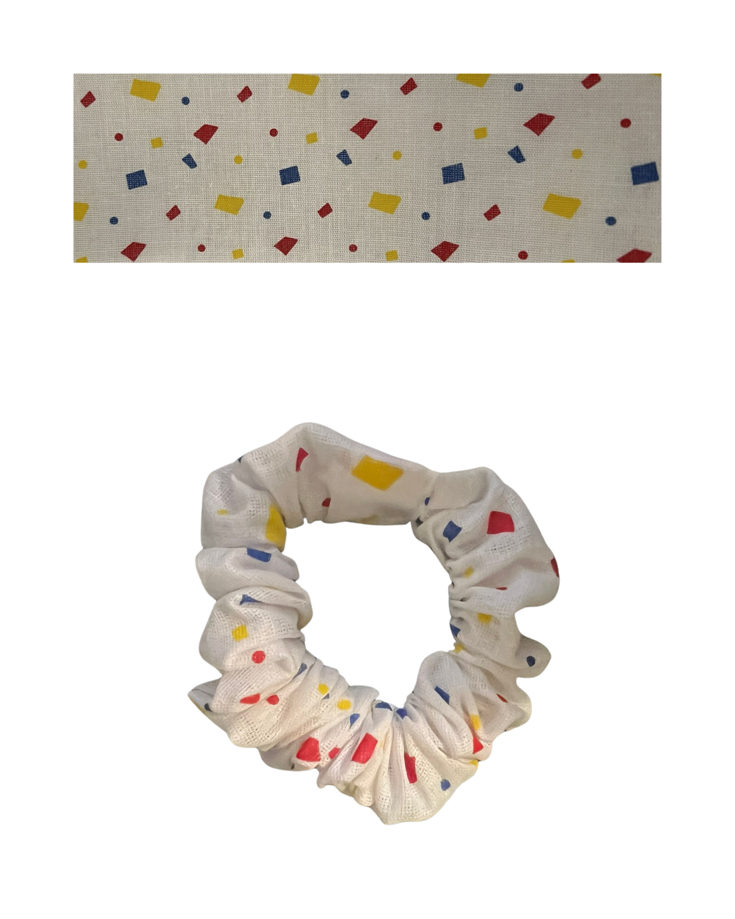 White with primary color confetti