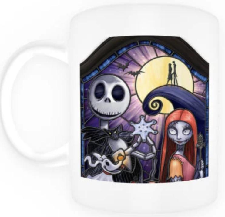 Jack and Sally Stained Glass Mug