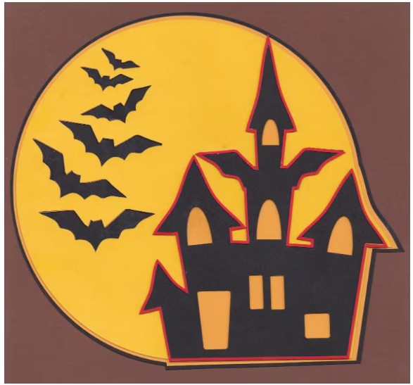 Simple Haunted House 3D Layered Framed Picture