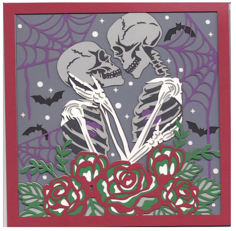 Skeleton Couple 3D Layered Framed Picture