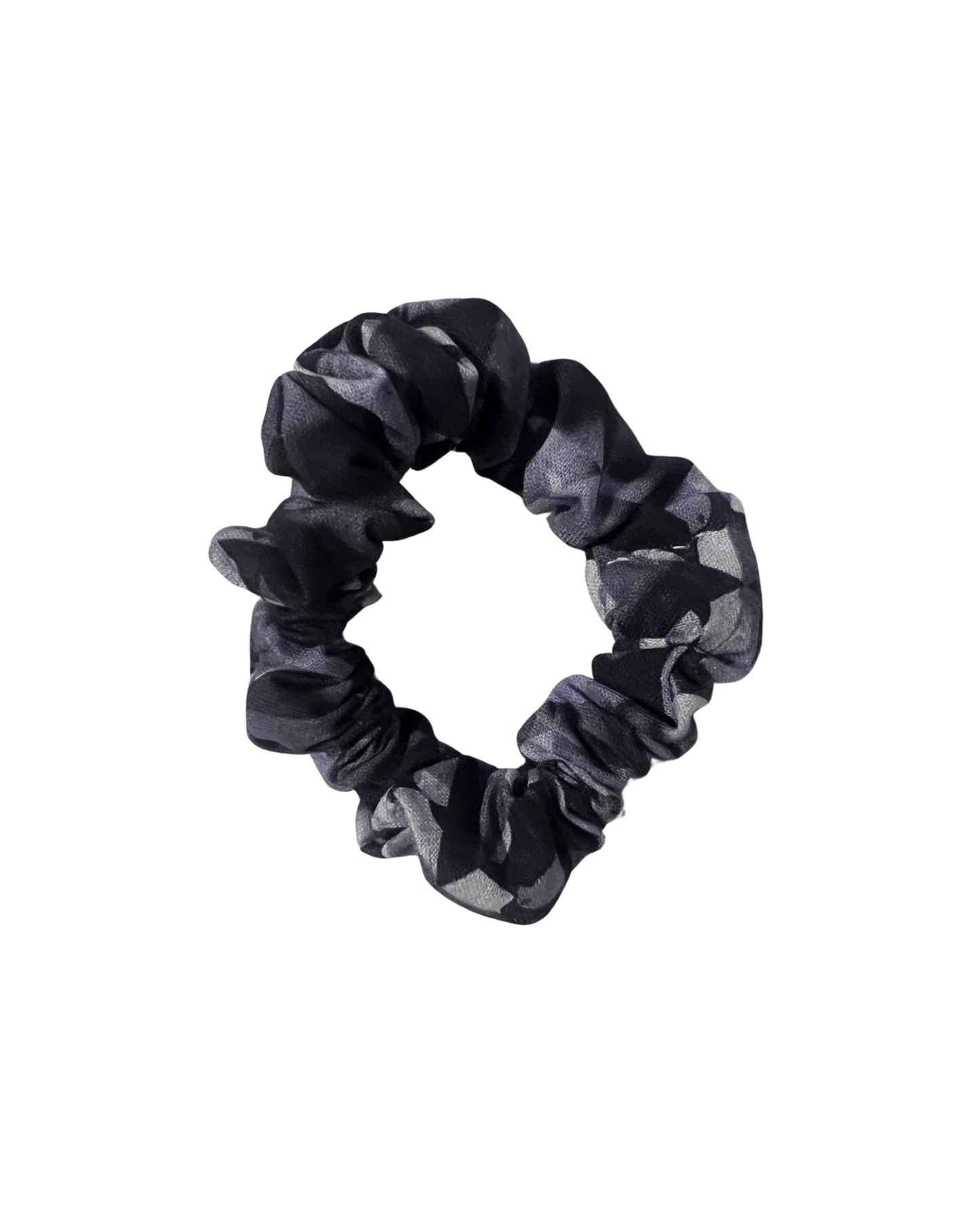 Black and gray patterned scrunchie