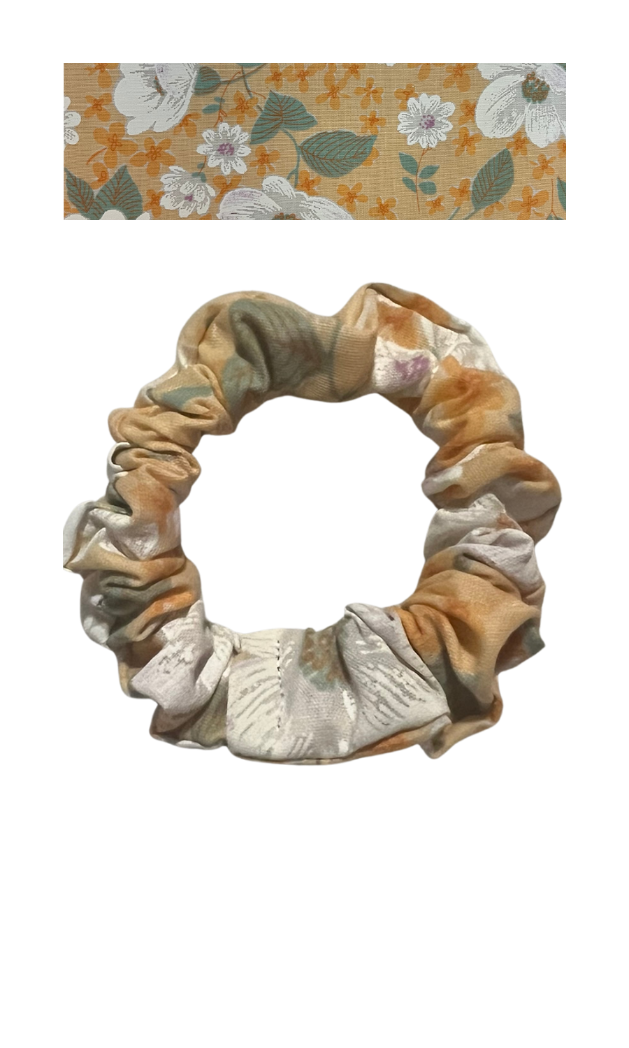 Warm yellow/tan with white embroidered flowers