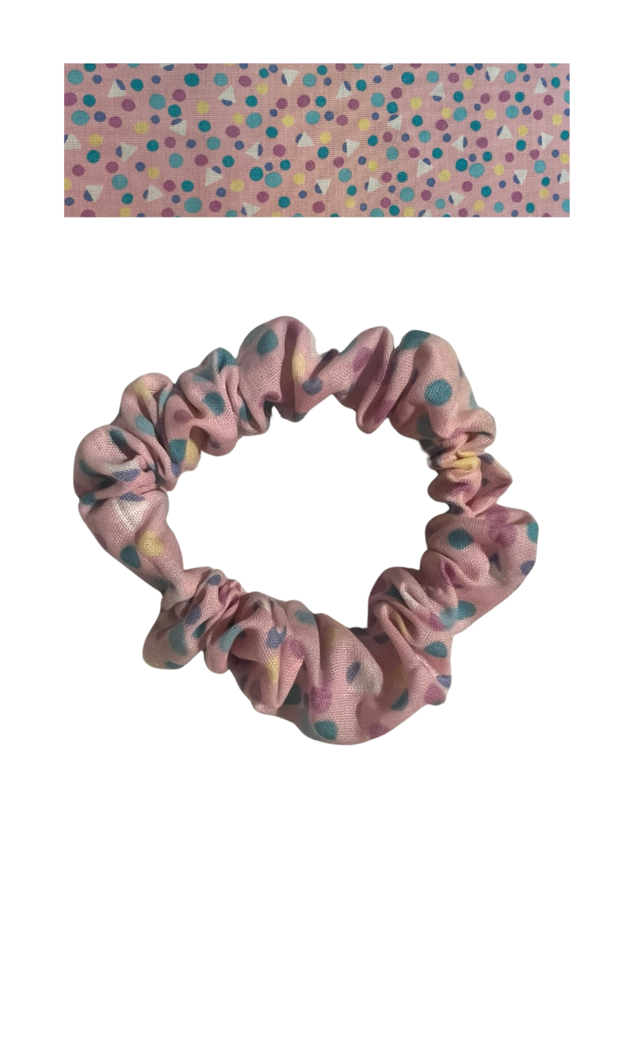 Pink with multicolored polka dots