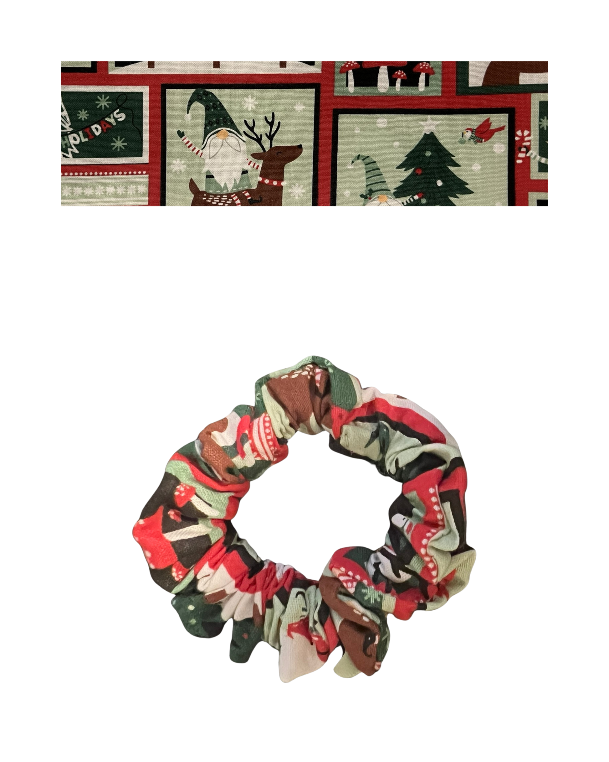 Christmas themed with geometric border and gnome characters