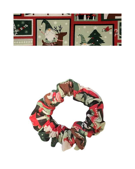 Christmas themed with geometric border and gnome characters