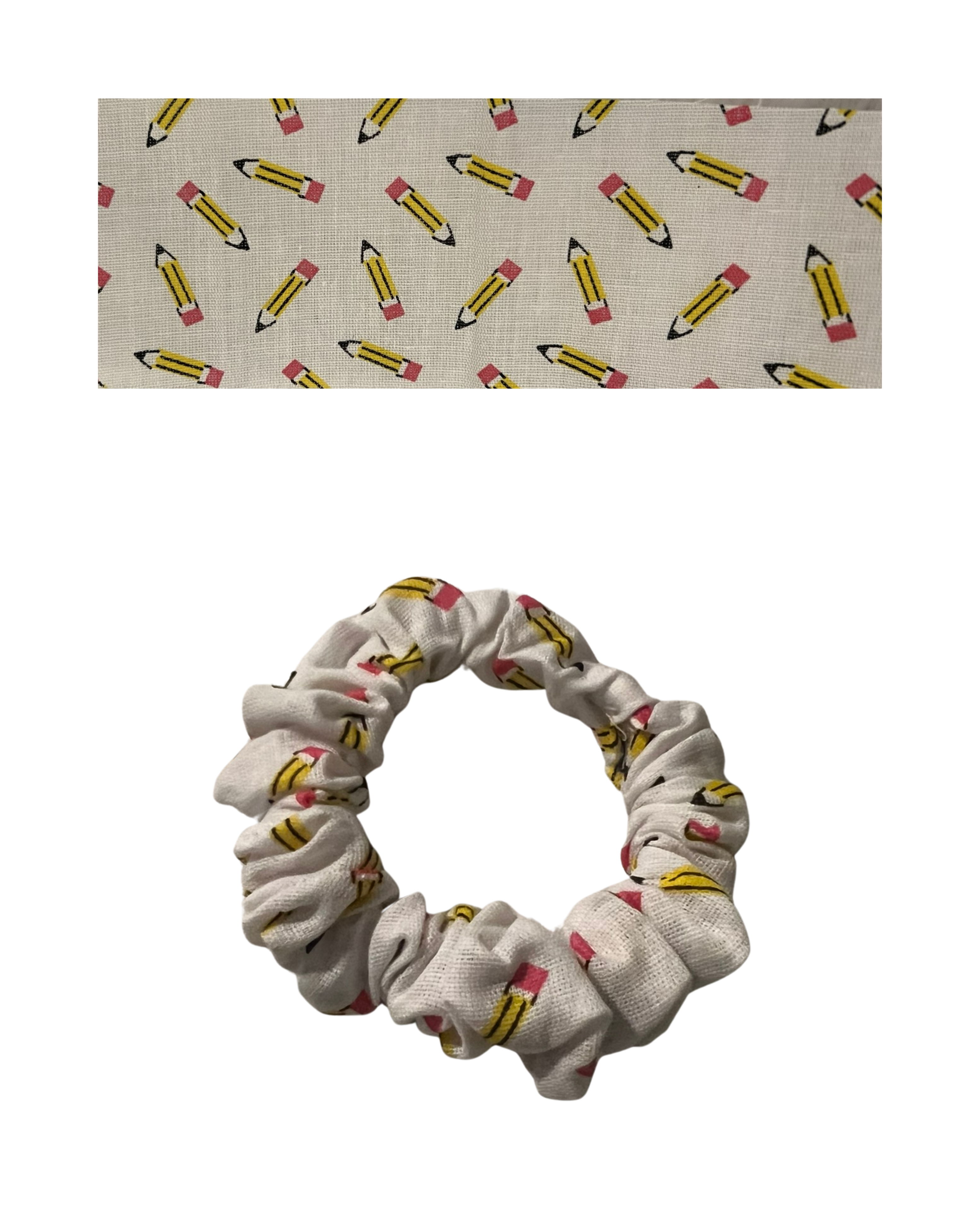 White Fabric with yellow pencils