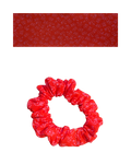 Red scrunchie with pink floral patten