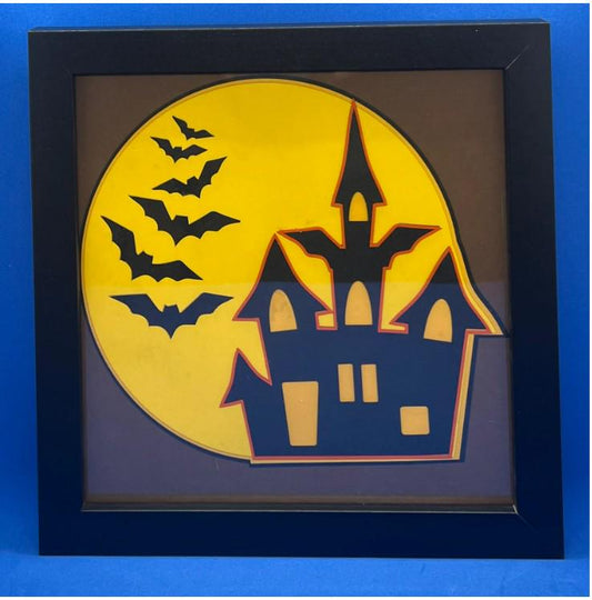 Simple Haunted House 3D Layered Framed Picture