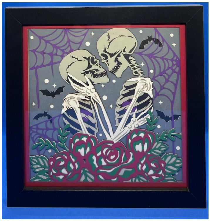 Skeleton Couple 3D Layered Framed Picture