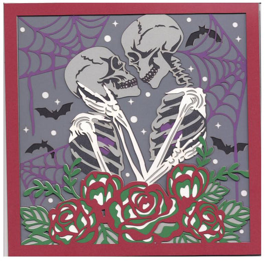 Skeleton Couple 3D Layered Framed Picture