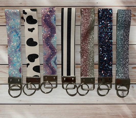 Keyrings wristlet strap, faux leather key ring for bag strap, lanyards, wrist key fob, id badge keychain
